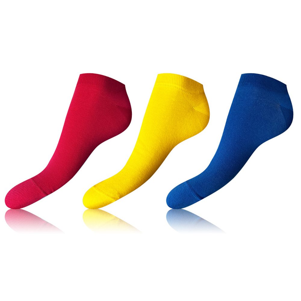 Dámské kotníkové ponožky 3 páry COLOUR IN-SHOE SOCKS - 39/42 modrá červená žlutá