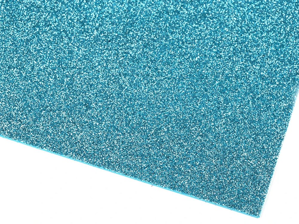 Samolepicí pěnová guma Moosgummi s glitry, 2 kusy 20x30 cm - 14 modrá tyrkys