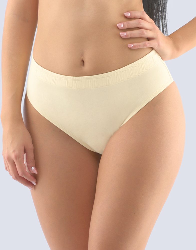 GINA dámské kalhotky klasické, širší bok, šité, jednobarevné 10285P - žlutobílá - 50/52