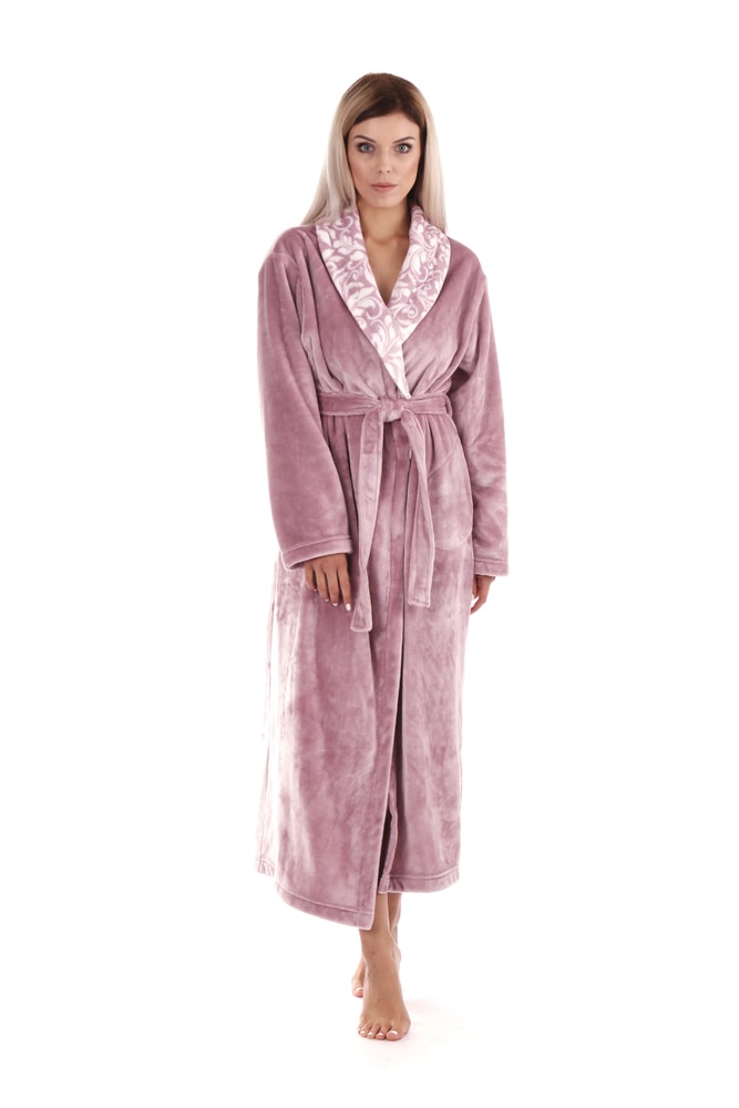 Flora Mauve Mist - Dámský Župan s Límcem - Model 25 56 4353 - XL