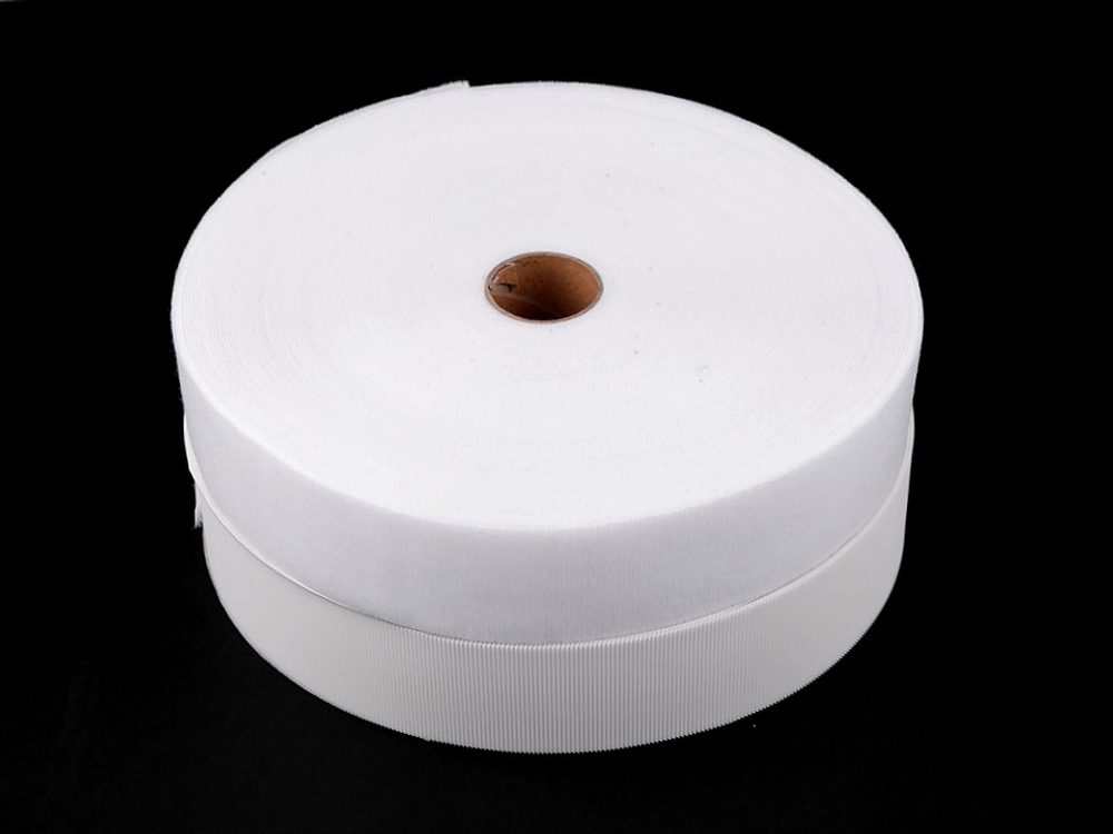 Nízkoprofilový suchý zip háček + plyš šíře 50 mm METRÁŽ - 2 bílá