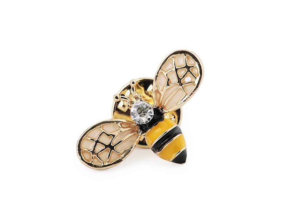 Brož / odznak pes, včela - 2 zlatá včelka