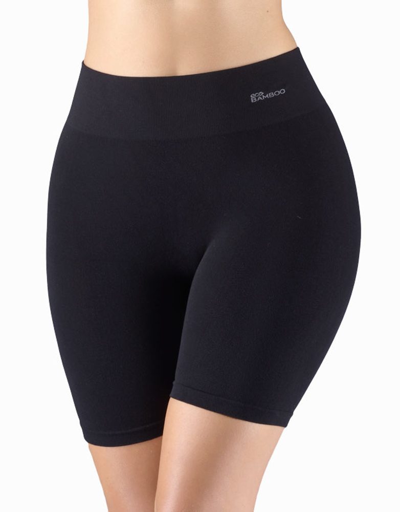 GINA dámské boxerky prodloužené, kratší nohavička, bezešvé, klasické, jednobarevné Eco Bamboo 03019P - černá - L/XL