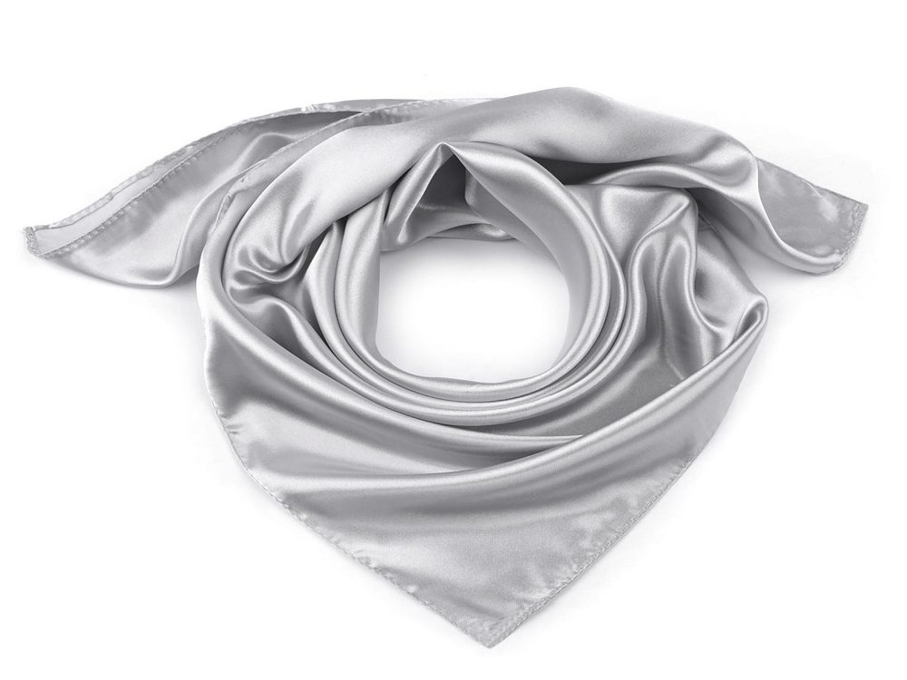 Saténový šátek jednobarevný 60x60 cm - 8 šedá