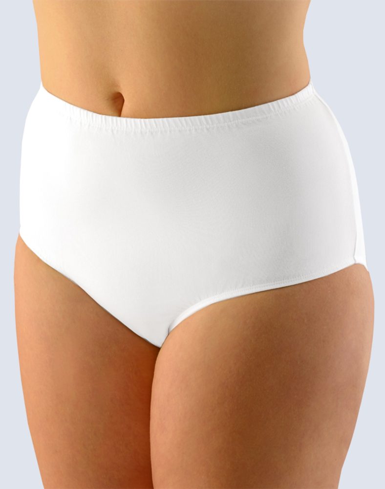 GINA dámské kalhotky klasické ve větších velikostech, větší velikosti, šité, jednobarevné 11088P - bílá - 46/48