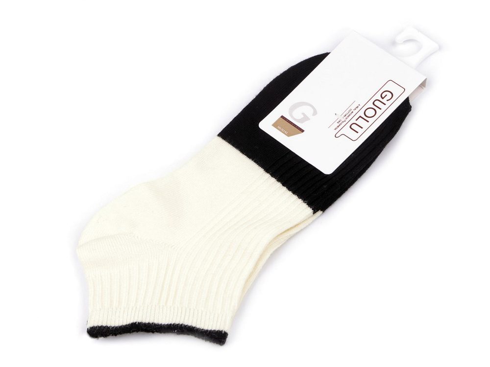 Dámské / dívčí bavlněné ponožky kotníkové - 4 krémová světlá černá