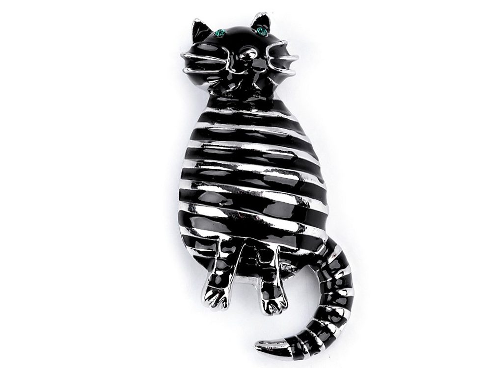 Brož kočka pruhovaná - černá