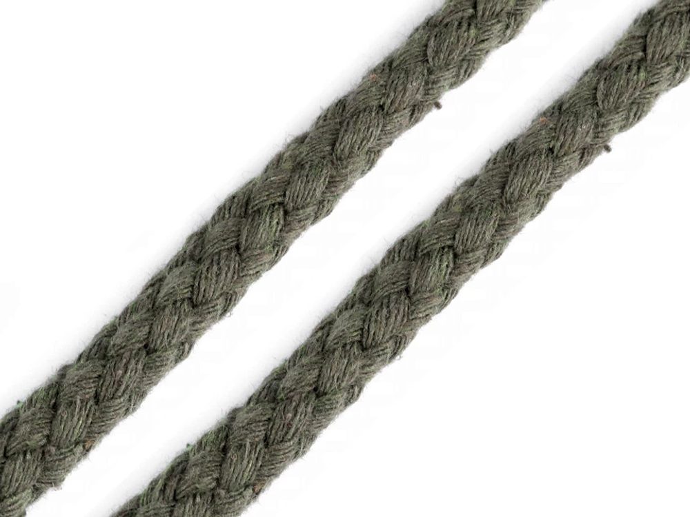 Oděvní šňůra na vak Ø10 -12 mm splétaná 10 metrů - 8 zelená khaki