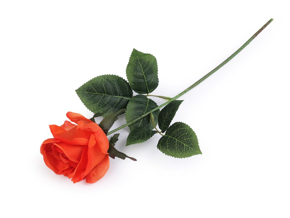 Umělá růže - 3 oranžová tmavá