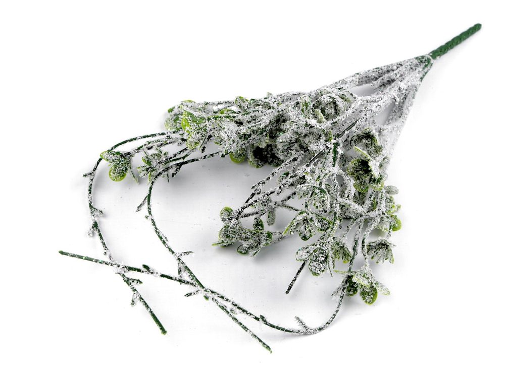 Zimní umělá větvička zasněžená 35 cm - zelená