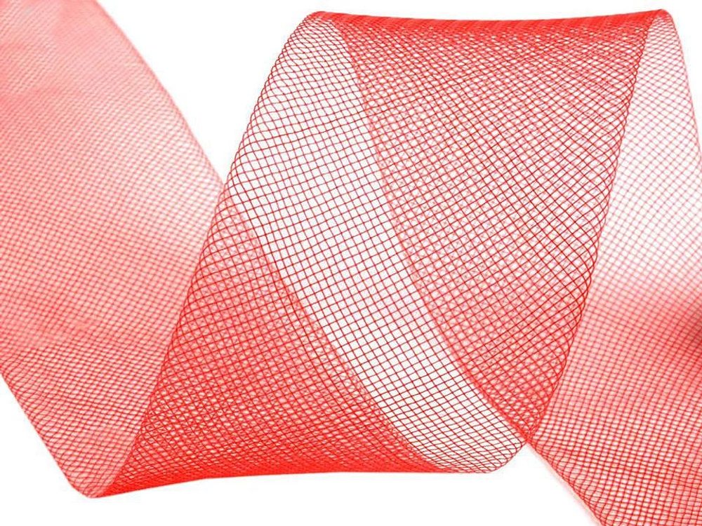 Modistická krinolína na vyztužení šatů a výrobu fascinátorů šíře 4,5 cm návin 20 metrů - 6 (CC07) červená