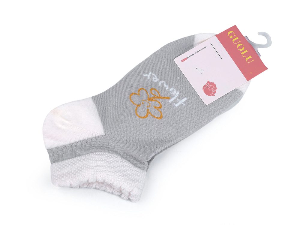 Dámské / dívčí bavlněné ponožky kotníkové - 2 šedá světlá