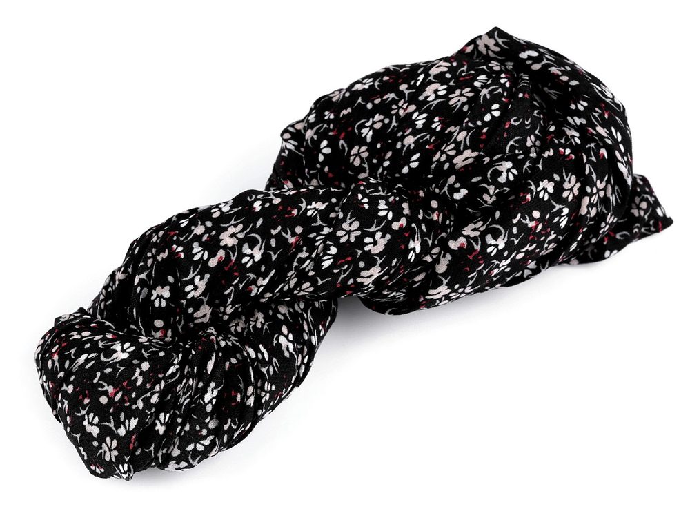 Letní šátek / šála květy 80x160 cm - 8 černá