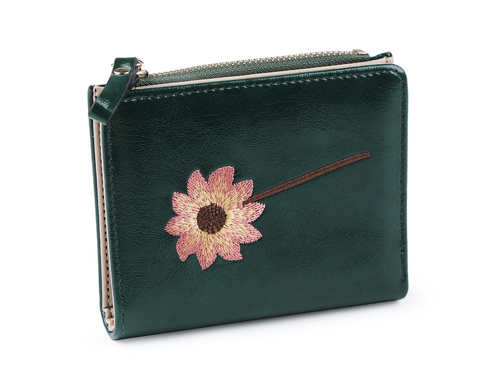 Dámská / dívčí peněženka s výšivkou 10x12 cm - 3 zelená jedle