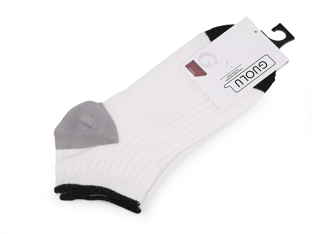 Pánské / chlapecké bavlněné ponožky kotníkové - 1 bílá