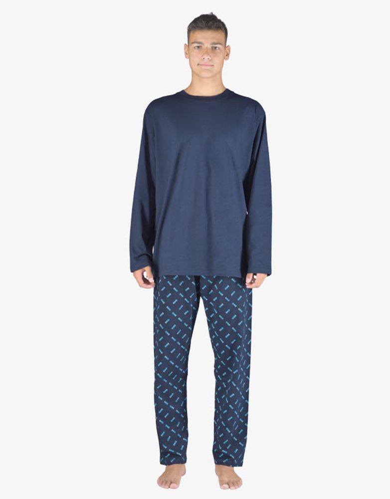 Dlouhé pánské pyžamo - lékořice tyrkysová - XL