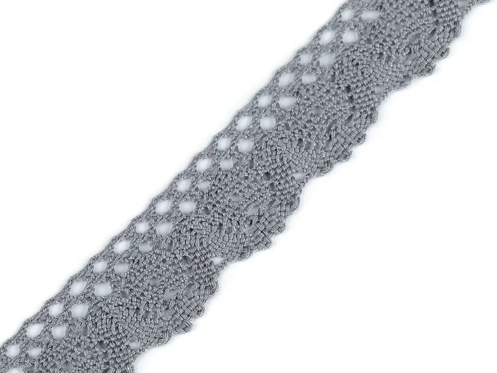 Bavlněná krajka šíře 25 mm paličkovaná metráž - 4 šedá