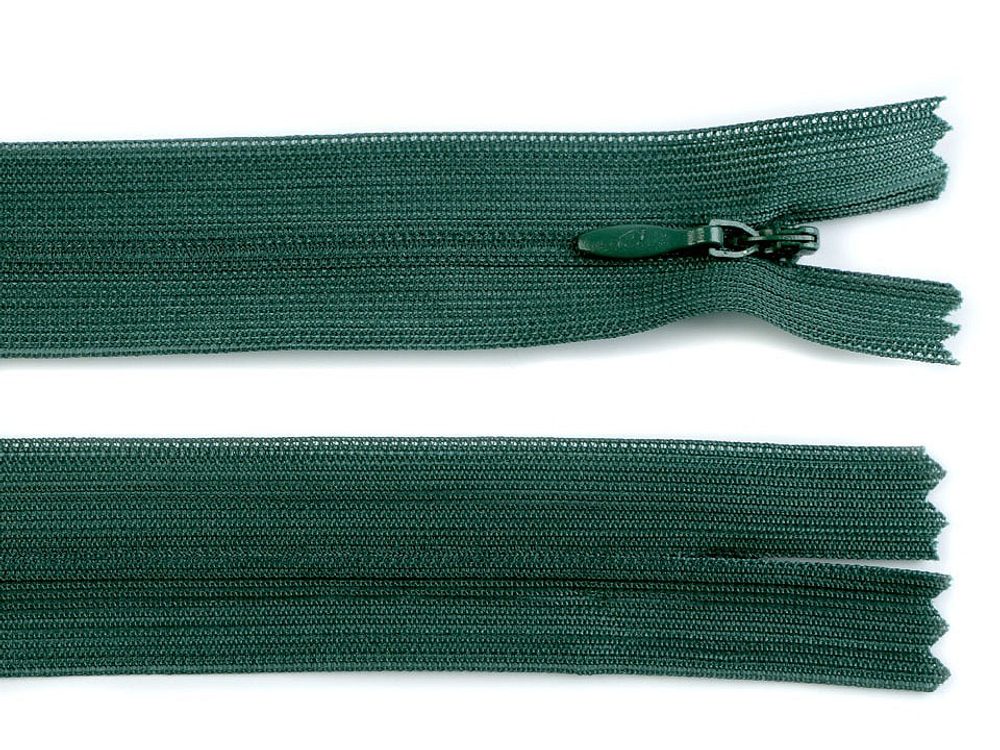 Spirálový zip skrytý šíře 3 mm délka 50 cm Dederon - 272 zelená piniová