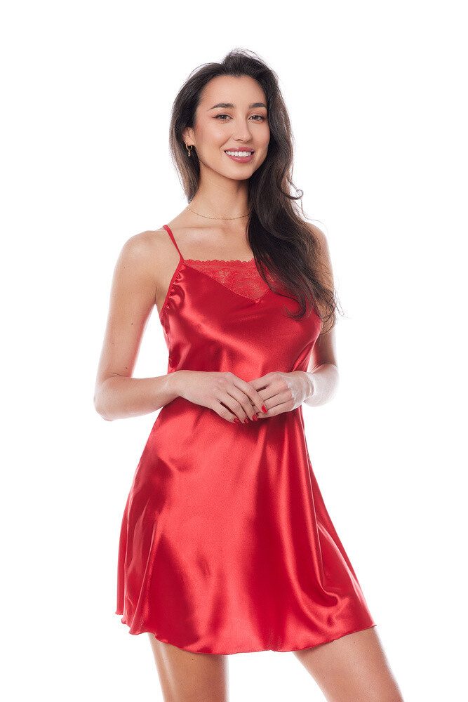 Saténová košilka Edith chemise red 3 - Anais - L/XL - červená