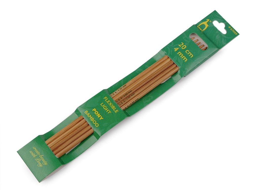 Bambusové ponožkové jehlice č. 2,5; 3,5; 4,5 Pony - 5 (4 mm) bambus tmavý