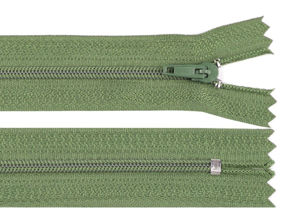 Spirálový zip šíře 3 mm délka 35 cm - 265 zelená lahvová
