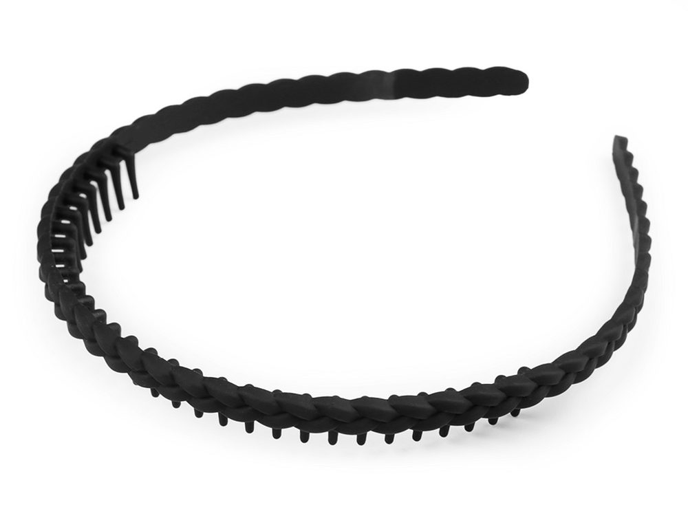 Plastová čelenka do vlasů s hřebínkem - 6 černá