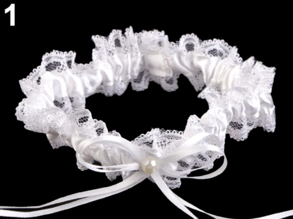 Svatební podvazek krajkový šíře 3,5 cm - 1 (3,5 cm) bílá