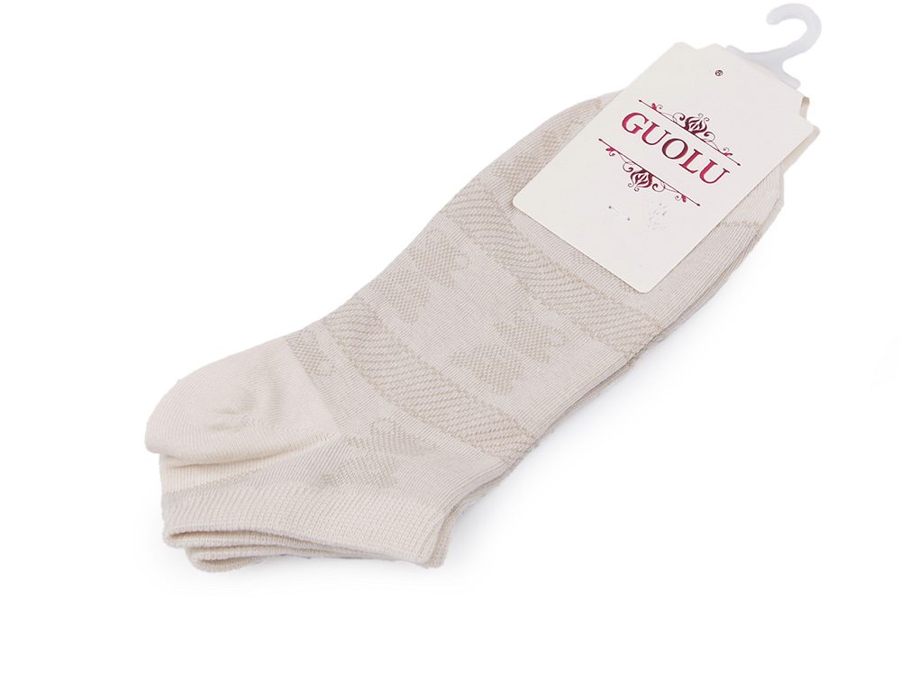 Dámské / dívčí bavlněné ponožky do tenisek - 7 béžová světlá medvěd
