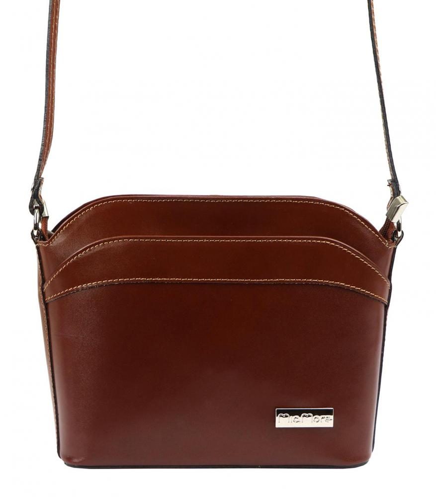 MiaMore Kožená hnědá dámská crossbody kabelka