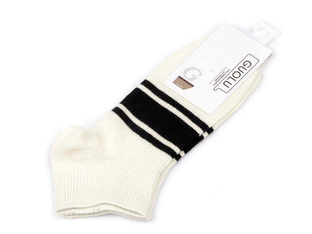 Dámské / dívčí bavlněné ponožky kotníkové - 5 krémová světlá černá