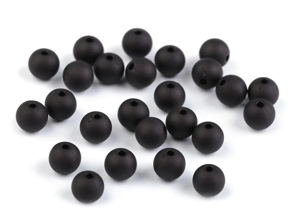 Plastové korálky 25 kusů matné Ø8 mm - 10 (52) černá