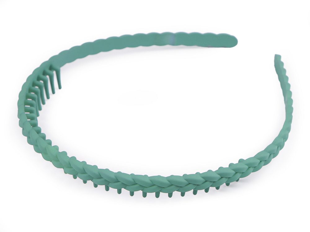 Plastová čelenka do vlasů s hřebínkem - 3 zelená šalvěj tmavá