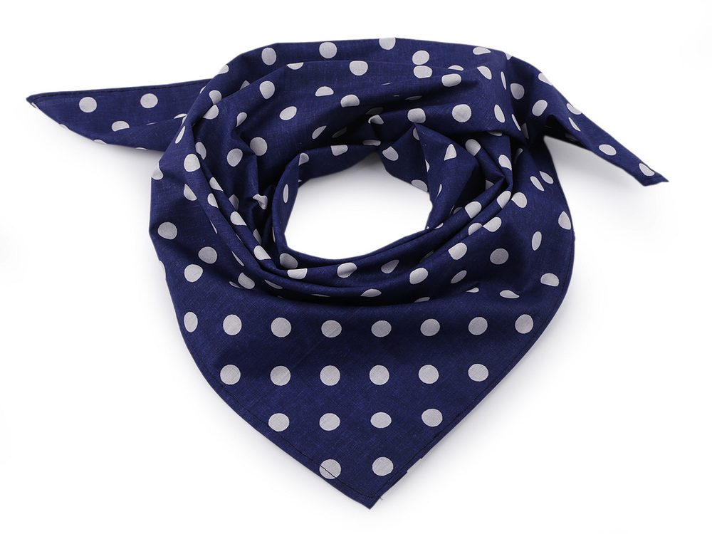 Bavlněný šátek s puntíky 65 x 65 cm - 58 (080) modrá berlínská