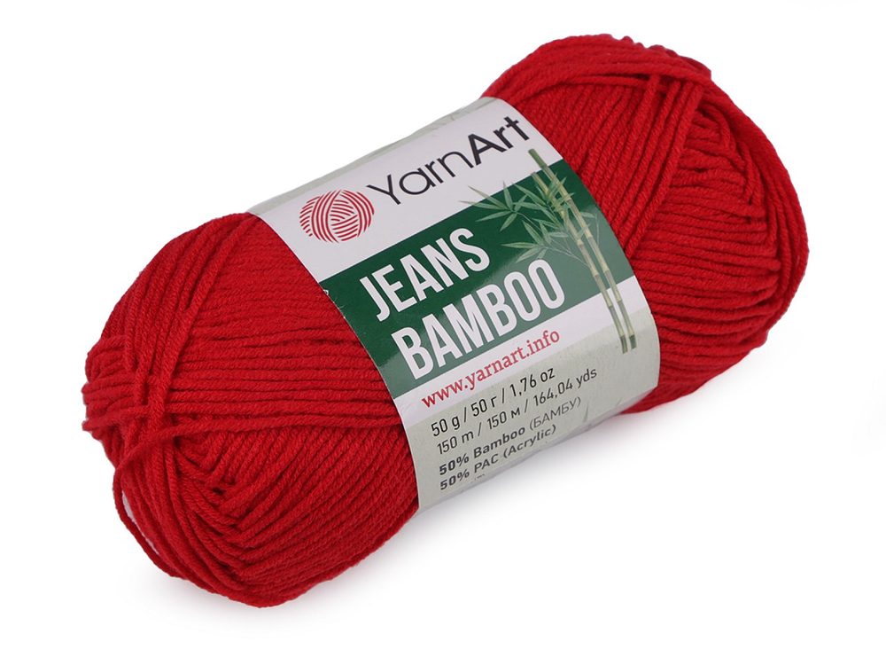 Pletací příze Jeans Bamboo 50 g - 8 (144) červená