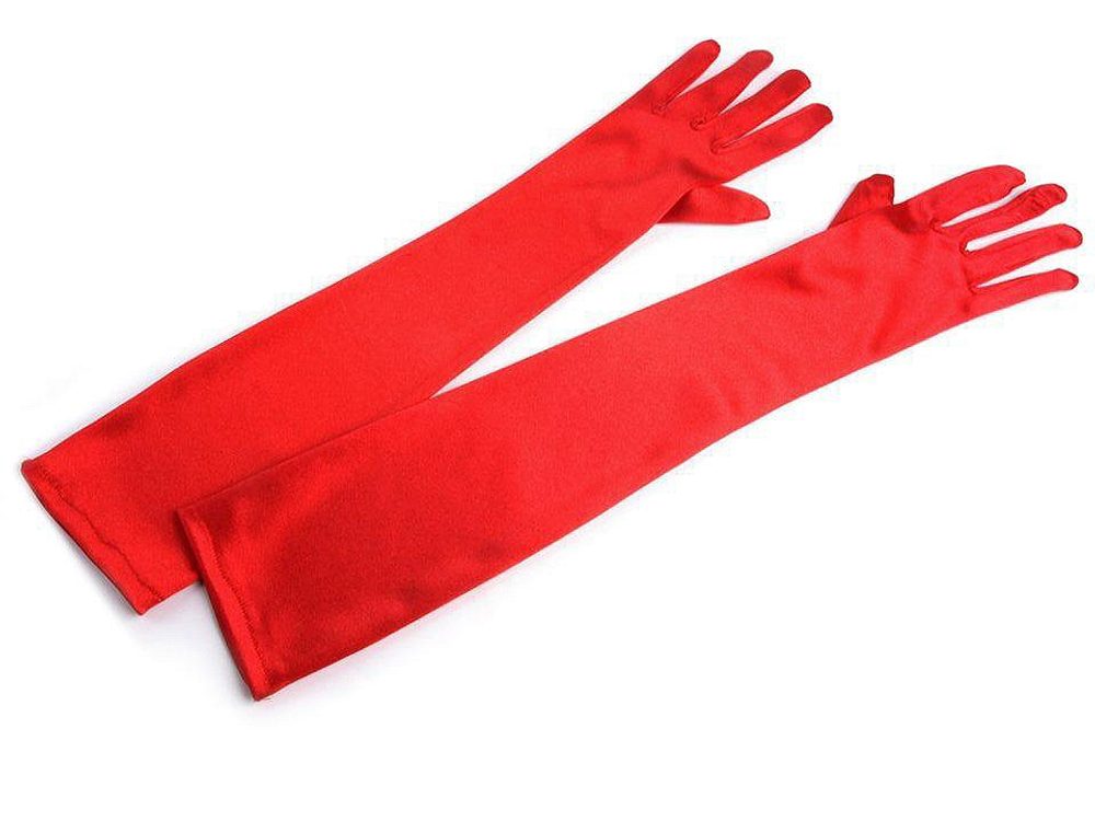 Společenské saténové rukavice 45 cm - 4 červená