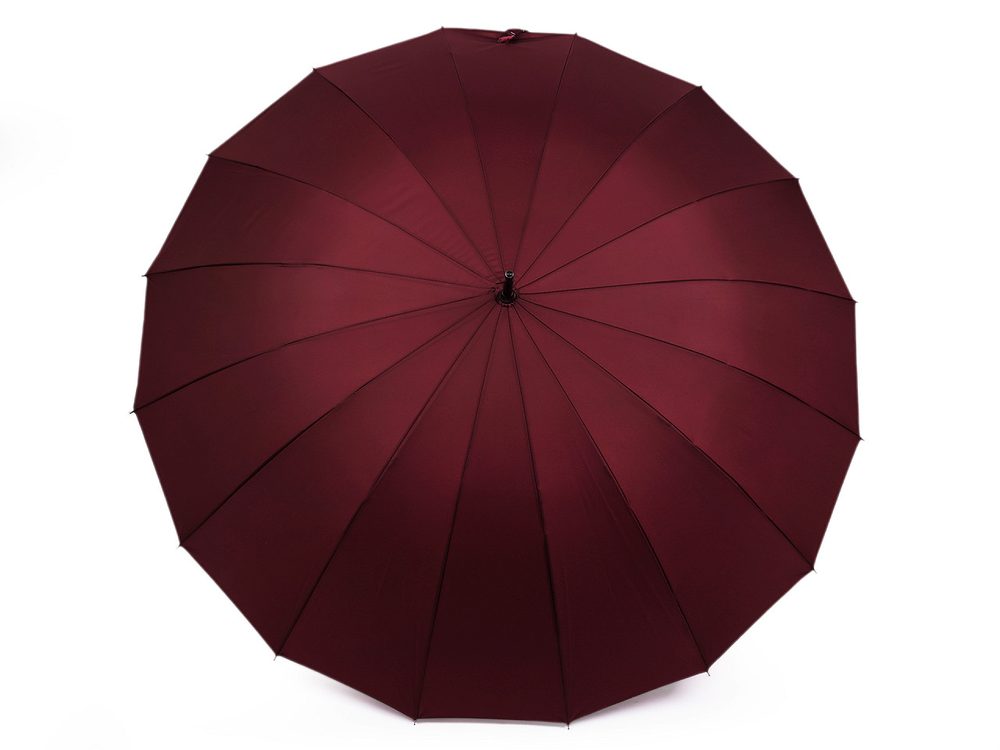 Velký rodinný deštník s dřevěnou rukojetí - 1 vínová