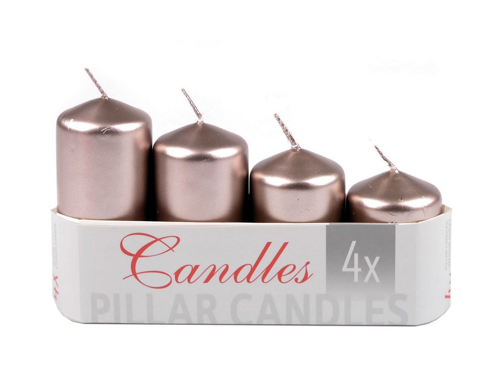 Adventní svíčky sestupné perleť Ø4 cm - 3 růžové zlato perleť