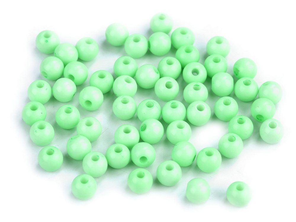 Plastové korálky Color Ø6 mm 100ks - 6 zelená pastelová sv.