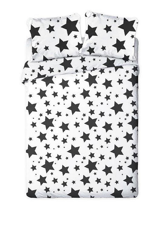 Francouzské povlečení Hvězdy černobílé Bavlna, 220/200, 2x70/80 cm