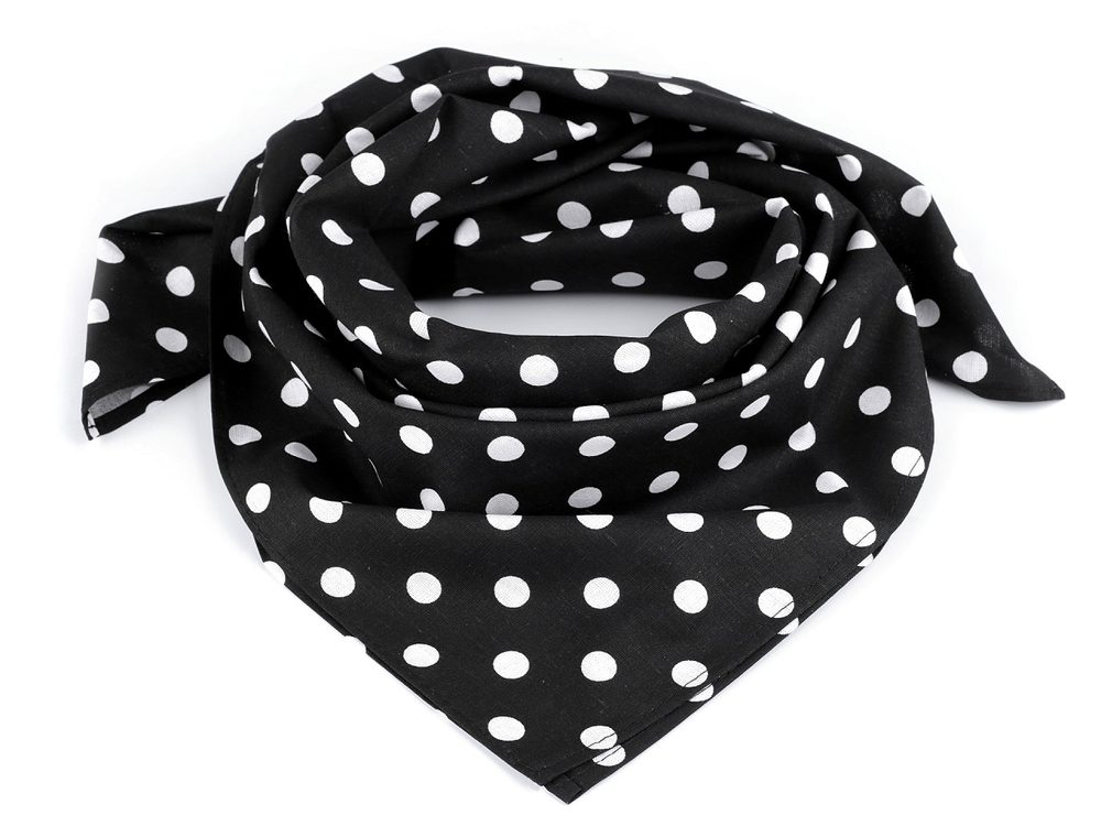 Bavlněný šátek s puntíky 65 x 65 cm - 54 (bsp073) černá