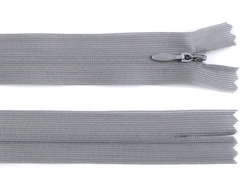 Spirálový zip skrytý šíře 3 mm délka 35 cm Dederon - 319 šedá ocelová