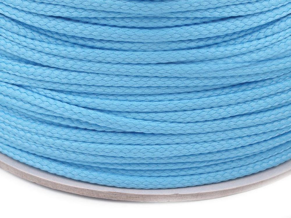 Oděvní šňůra PES Ø4 mm, návin 100 m - 4904 modrá světlá