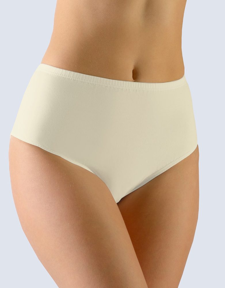 GINA dámské kalhotky klasické ve větších velikostech, větší velikosti, šité, jednobarevné 11086P - žlutobílá - 46/48