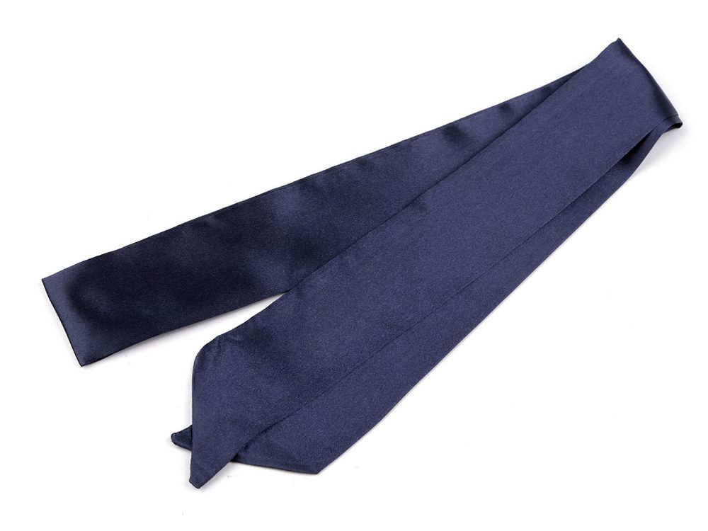 Šátek úzký do vlasů, na krk, na kabelku jednobarevný, s květy - 8 modrá tmavá