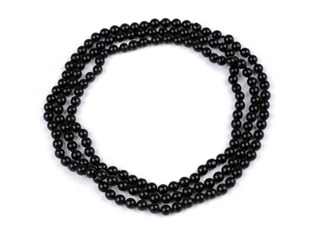 Perlový náhrdelník dlouhý, retro - 5 černá