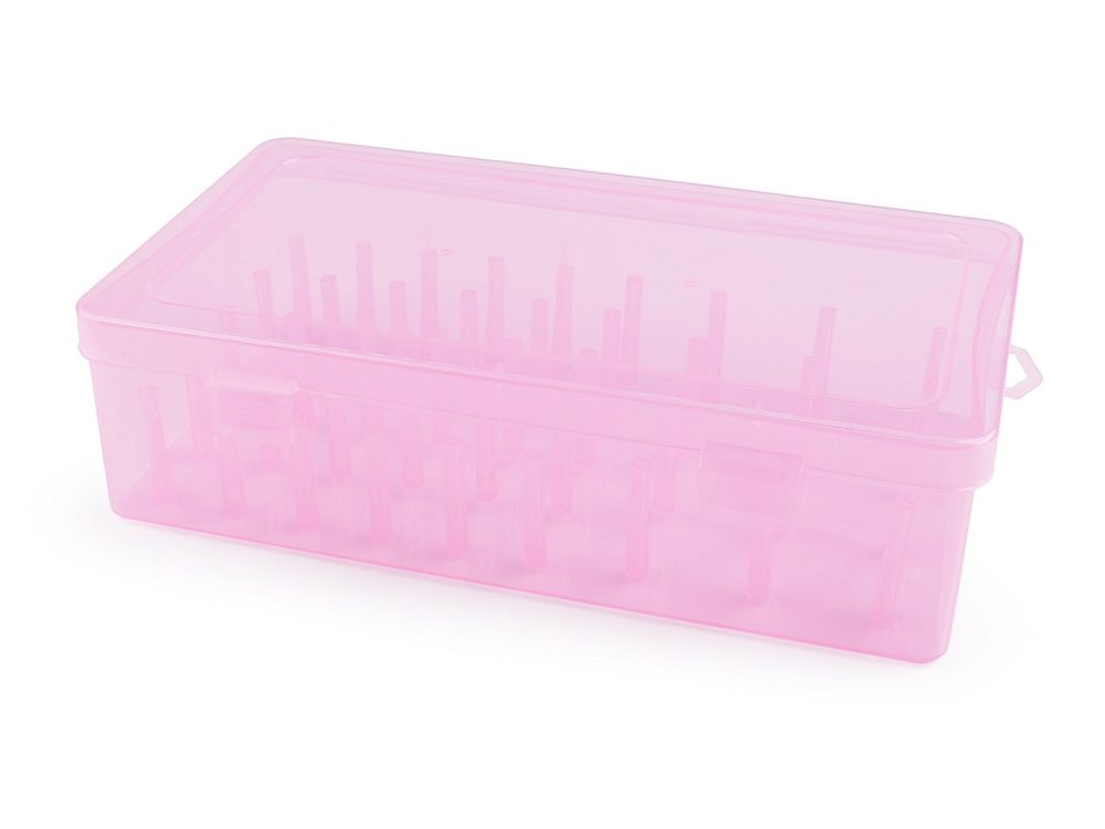 Plastový box na 42 ks nití - 2 růžová sv.