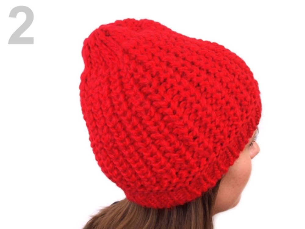 Pletená čepice - 2 červená