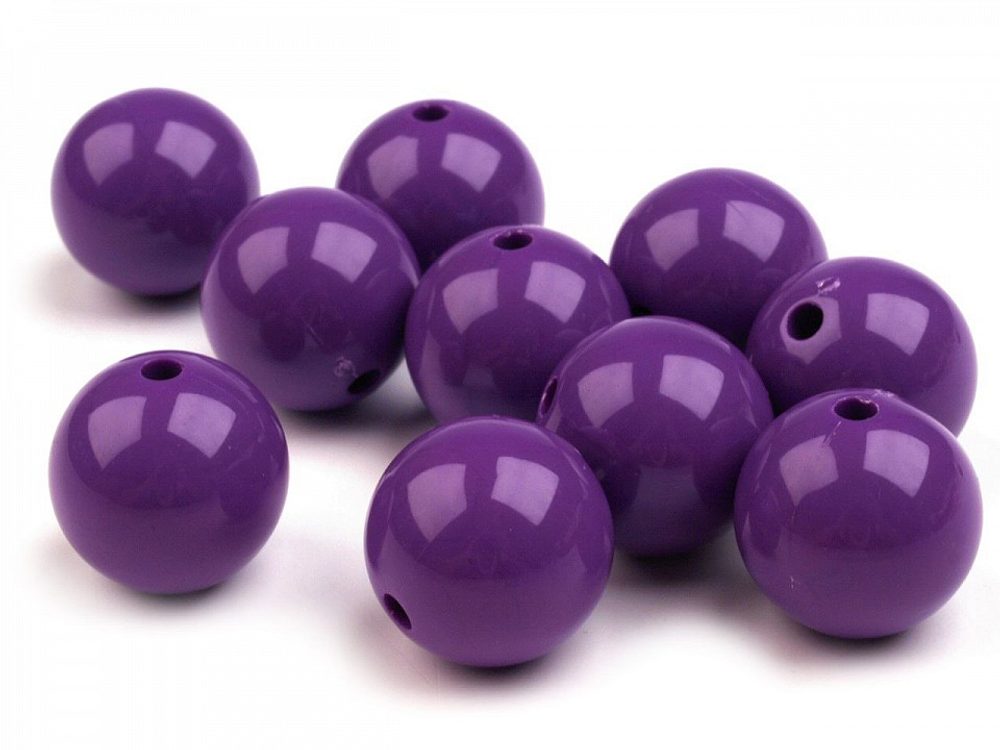 Plastové korálky Color Ø20 mm 5 ks - 1 fialová purpura