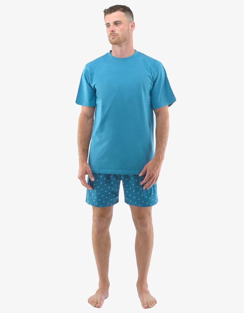 krátké pyžamo pánské max - petrolejová měsíc - XL