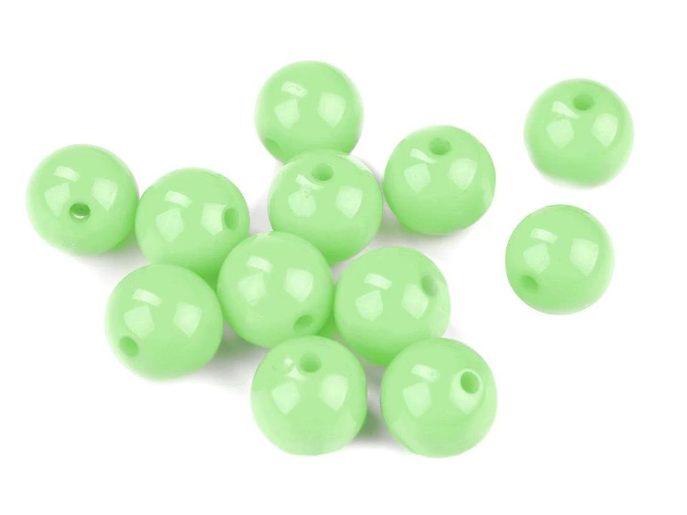 Plastové korálky Color Ø12 mm balení 25 KUSŮ - 6 (S028) zelená past.sv.